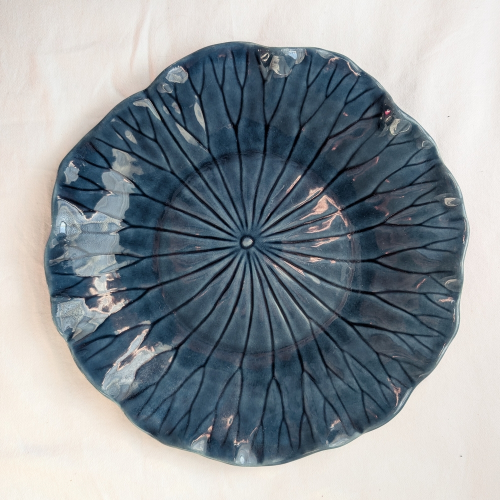 Metlox Lotus Blue Ceramic Serving Dinner Plate Vintage